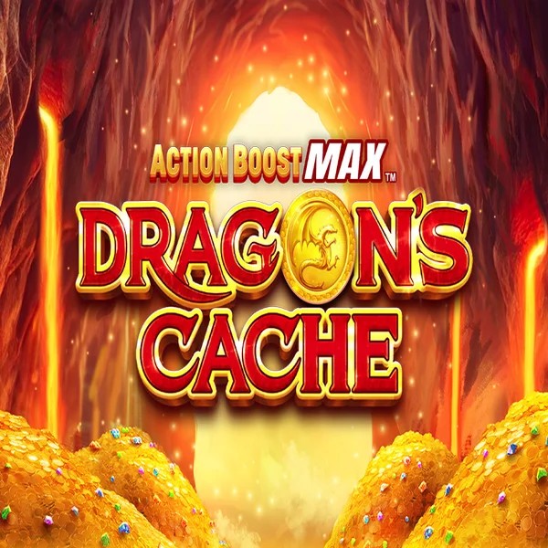 Action Boost Max Dragon's Cache slot logo by SpinPlay Games at Sankra Casino